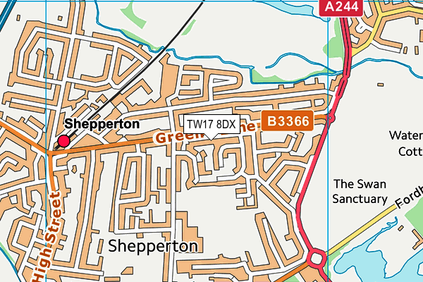 TW17 8DX map - OS VectorMap District (Ordnance Survey)