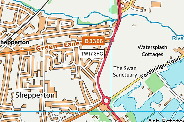 TW17 8HG map - OS VectorMap District (Ordnance Survey)