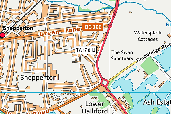 TW17 8HJ map - OS VectorMap District (Ordnance Survey)