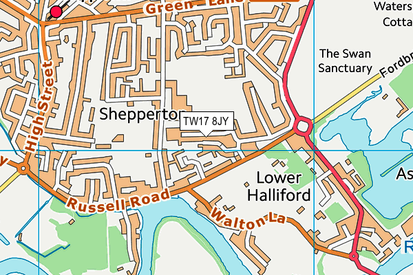 TW17 8JY map - OS VectorMap District (Ordnance Survey)