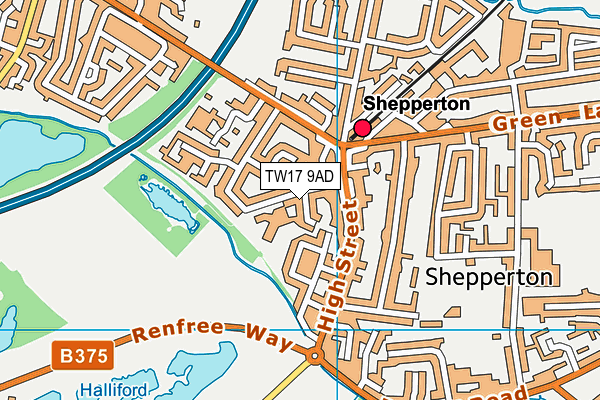 Halliford School Sports Field (Church Road) map (TW17 9AD) - OS VectorMap District (Ordnance Survey)
