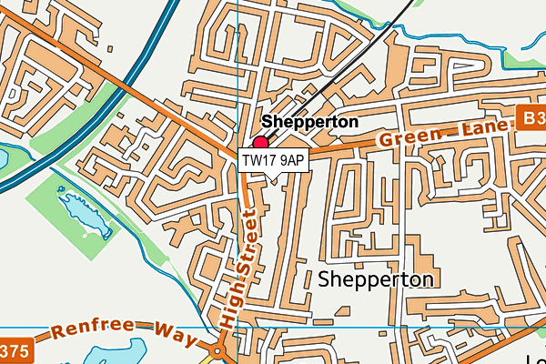 TW17 9AP map - OS VectorMap District (Ordnance Survey)