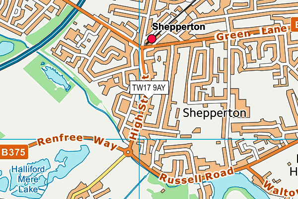 TW17 9AY map - OS VectorMap District (Ordnance Survey)