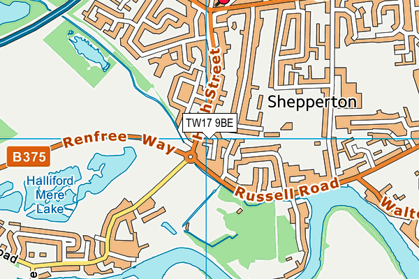TW17 9BE map - OS VectorMap District (Ordnance Survey)