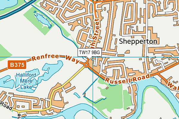 TW17 9BG map - OS VectorMap District (Ordnance Survey)