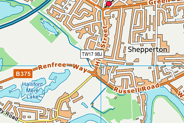 TW17 9BJ map - OS VectorMap District (Ordnance Survey)