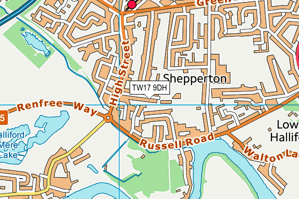 TW17 9DH map - OS VectorMap District (Ordnance Survey)