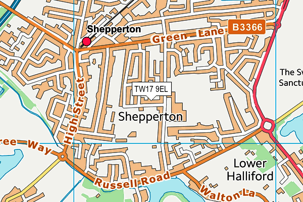 Shepperton Recreation Ground map (TW17 9EL) - OS VectorMap District (Ordnance Survey)