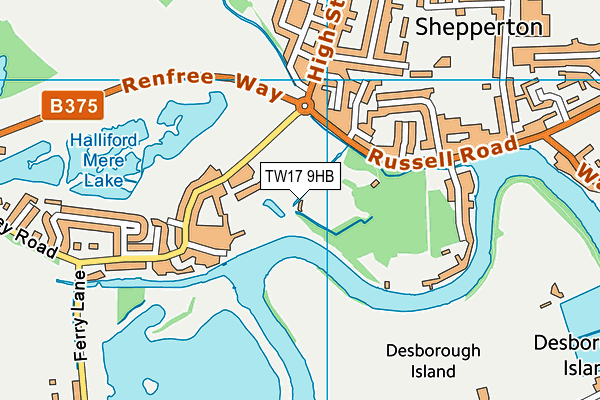 TW17 9HB map - OS VectorMap District (Ordnance Survey)