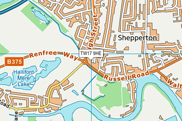 TW17 9HE map - OS VectorMap District (Ordnance Survey)