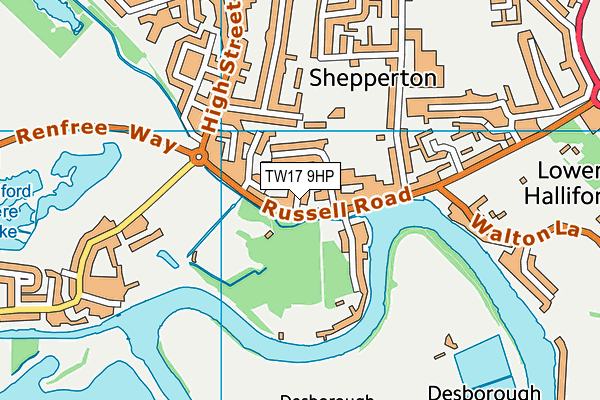 TW17 9HP map - OS VectorMap District (Ordnance Survey)