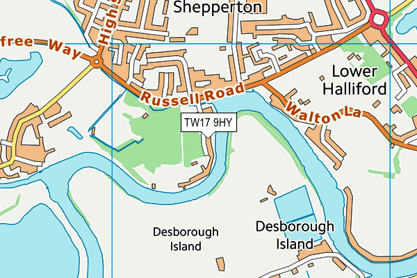 TW17 9HY map - OS VectorMap District (Ordnance Survey)