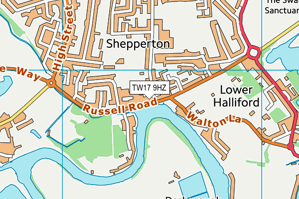 TW17 9HZ map - OS VectorMap District (Ordnance Survey)