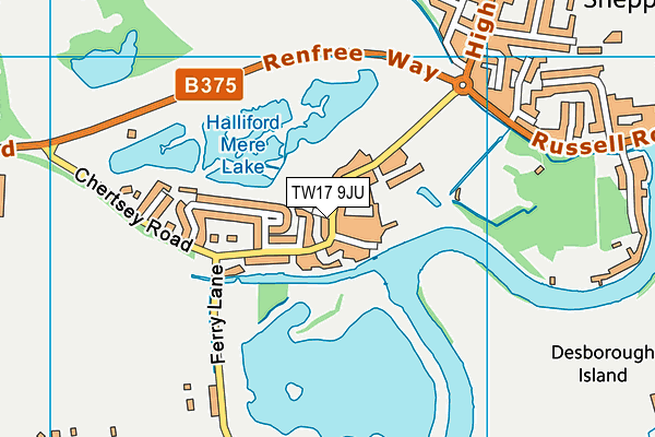 TW17 9JU map - OS VectorMap District (Ordnance Survey)