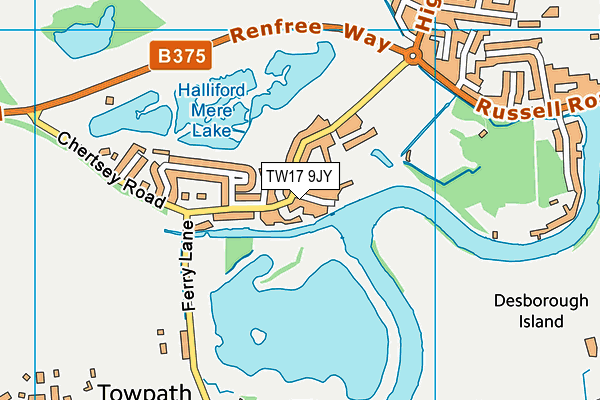TW17 9JY map - OS VectorMap District (Ordnance Survey)