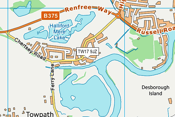 TW17 9JZ map - OS VectorMap District (Ordnance Survey)