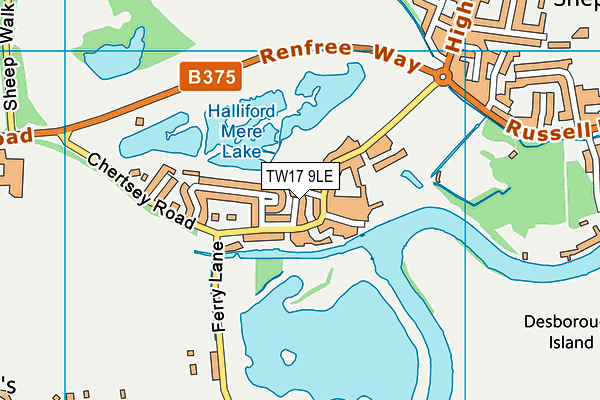 TW17 9LE map - OS VectorMap District (Ordnance Survey)