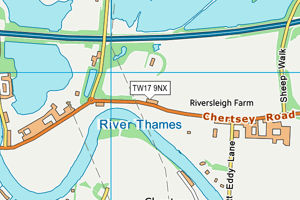 TW17 9NX map - OS VectorMap District (Ordnance Survey)