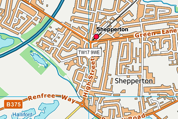 TW17 9WE map - OS VectorMap District (Ordnance Survey)