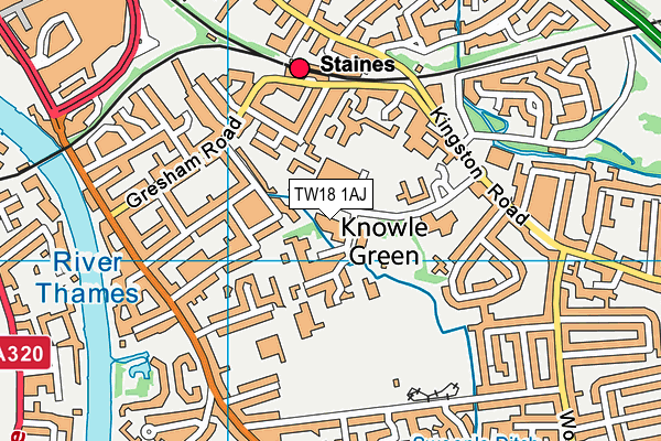 TW18 1AJ map - OS VectorMap District (Ordnance Survey)