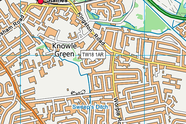 TW18 1AR map - OS VectorMap District (Ordnance Survey)
