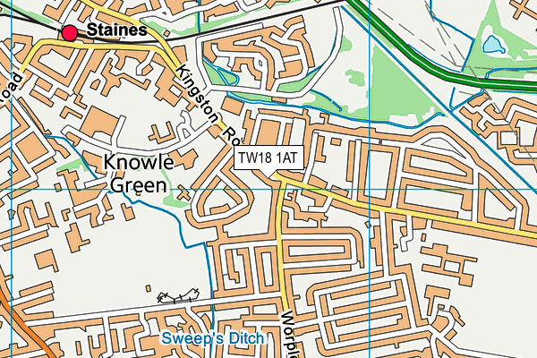 TW18 1AT map - OS VectorMap District (Ordnance Survey)