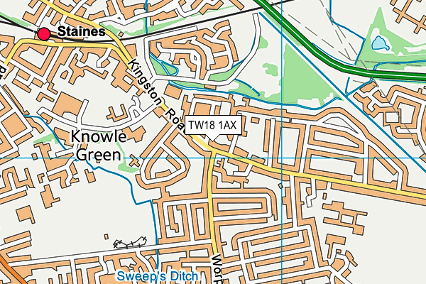 TW18 1AX map - OS VectorMap District (Ordnance Survey)