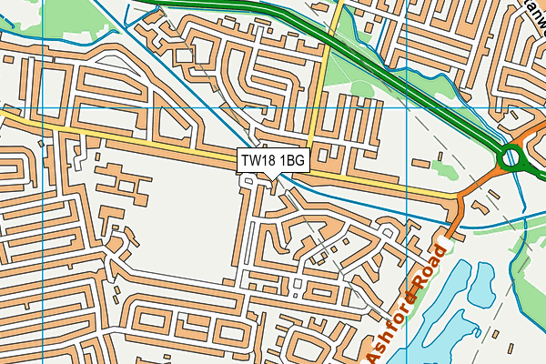 TW18 1BG map - OS VectorMap District (Ordnance Survey)