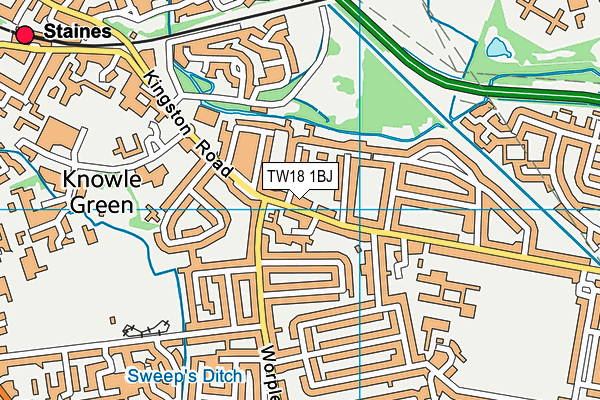 TW18 1BJ map - OS VectorMap District (Ordnance Survey)