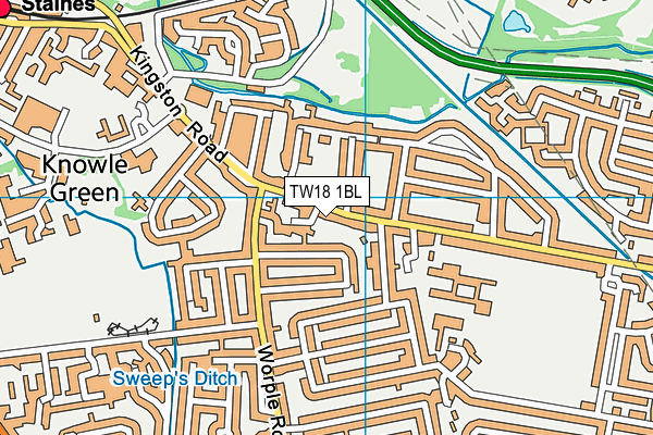 TW18 1BL map - OS VectorMap District (Ordnance Survey)
