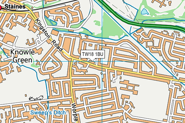 TW18 1BU map - OS VectorMap District (Ordnance Survey)