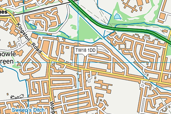 TW18 1DD map - OS VectorMap District (Ordnance Survey)