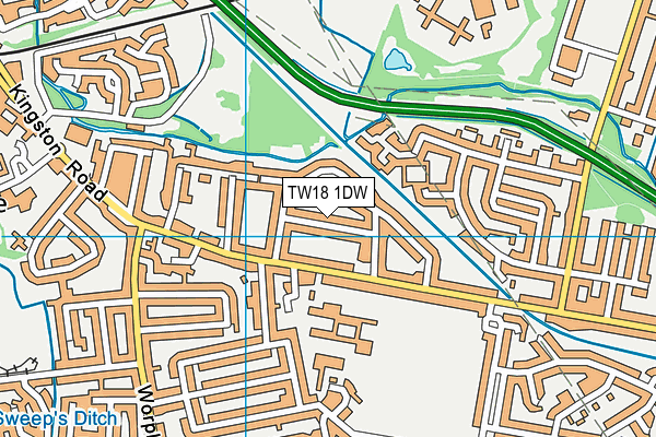 TW18 1DW map - OS VectorMap District (Ordnance Survey)