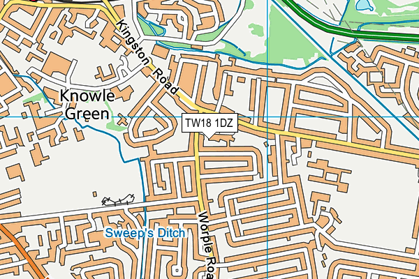 TW18 1DZ map - OS VectorMap District (Ordnance Survey)