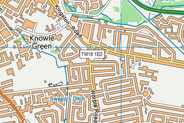 TW18 1ED map - OS VectorMap District (Ordnance Survey)