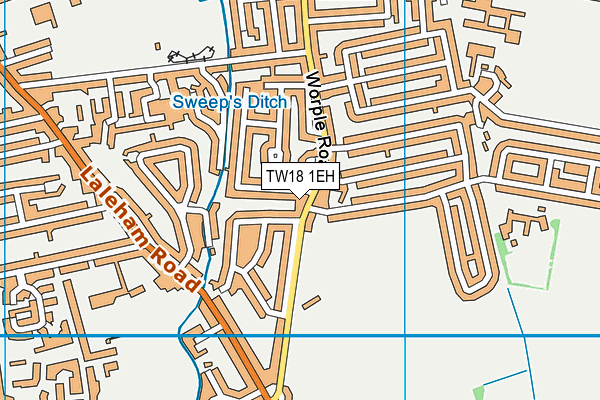 TW18 1EH map - OS VectorMap District (Ordnance Survey)