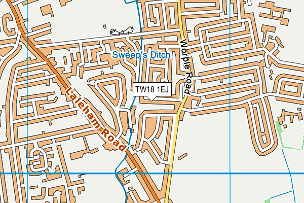 TW18 1EJ map - OS VectorMap District (Ordnance Survey)