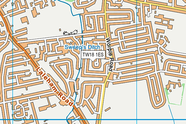 TW18 1ES map - OS VectorMap District (Ordnance Survey)