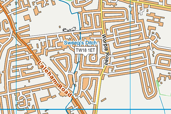 TW18 1ET map - OS VectorMap District (Ordnance Survey)