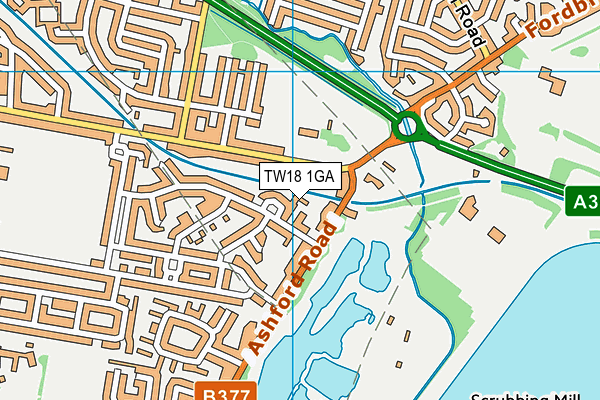 TW18 1GA map - OS VectorMap District (Ordnance Survey)