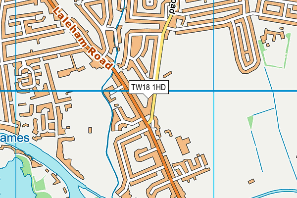 TW18 1HD map - OS VectorMap District (Ordnance Survey)