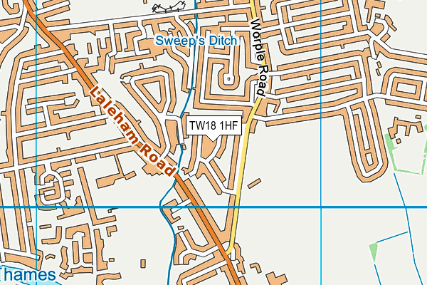 TW18 1HF map - OS VectorMap District (Ordnance Survey)