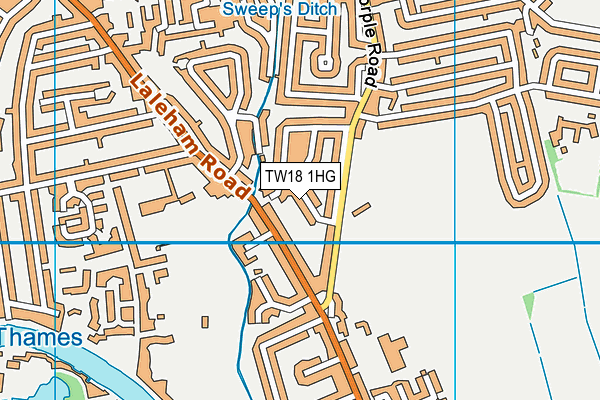 TW18 1HG map - OS VectorMap District (Ordnance Survey)