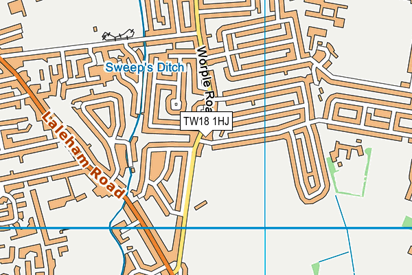 TW18 1HJ map - OS VectorMap District (Ordnance Survey)