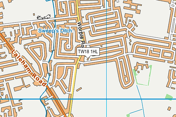 TW18 1HL map - OS VectorMap District (Ordnance Survey)