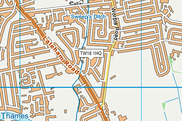 TW18 1HQ map - OS VectorMap District (Ordnance Survey)