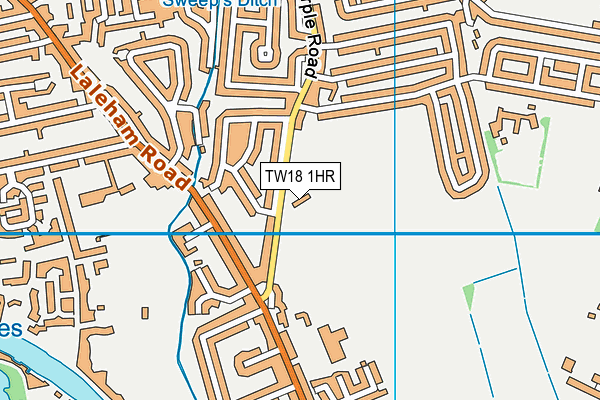 Staines And Laleham Sports Association map (TW18 1HR) - OS VectorMap District (Ordnance Survey)