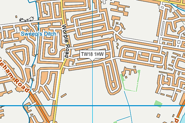 TW18 1HW map - OS VectorMap District (Ordnance Survey)