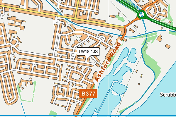 TW18 1JS map - OS VectorMap District (Ordnance Survey)