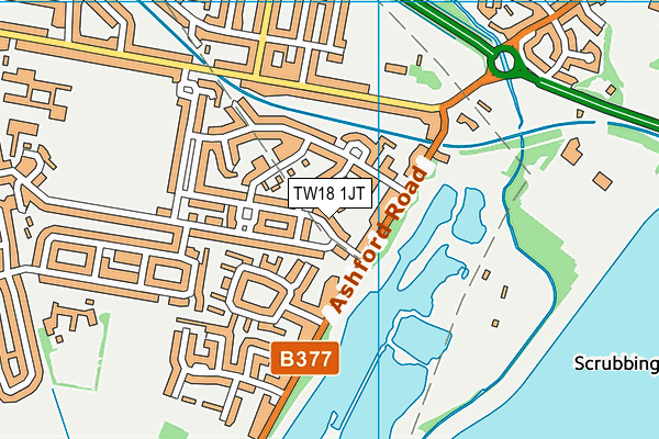 TW18 1JT map - OS VectorMap District (Ordnance Survey)